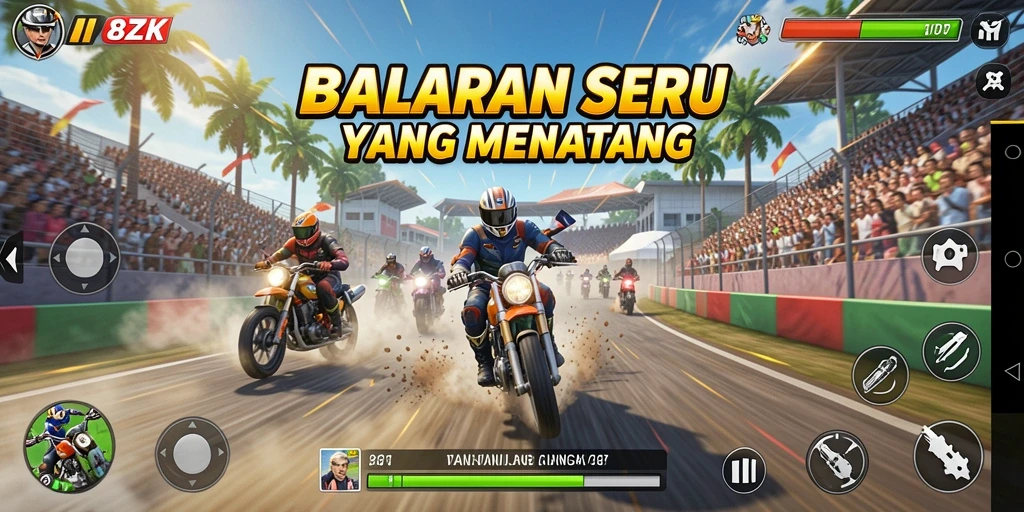 Gameplay balapan seru dan menantang di 8ZK.
