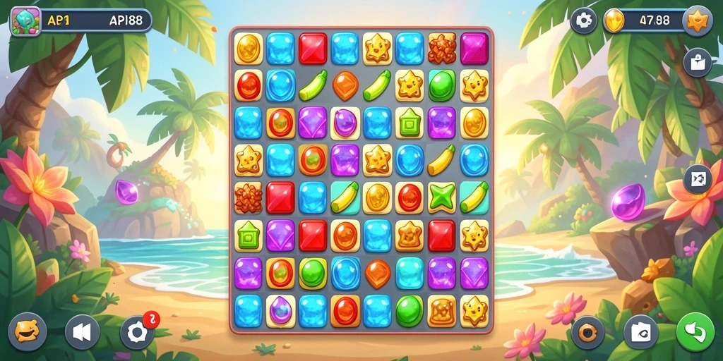 Tampilan gameplay yang menyenangkan dalam API88, penuh warna dan tantangan.