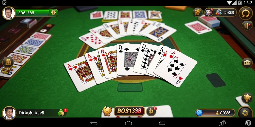 Screenshot gameplay <strong>BOS138</strong> menampilkan aksi seru permainan Gaple.