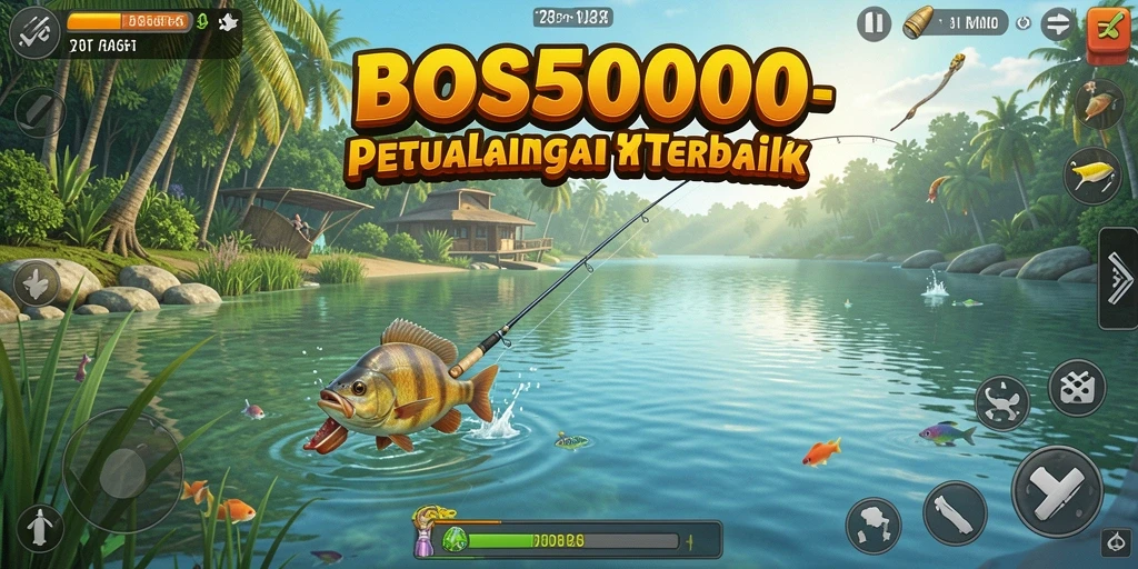 Screenshot menunjukkan aksi memancing seru di <strong>BOS5000</strong>.