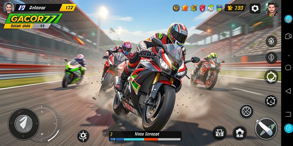 Tampilan gameplay GACOR77 yang menegangkan saat balapan.