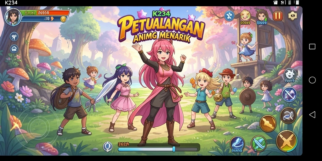 Tampilan gameplay K234 yang penuh warna dan dinamis.