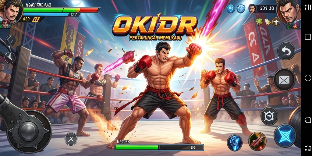 Screenshot gameplay OKIDR menunjukkan aksi pertarungan yang mendebarkan.