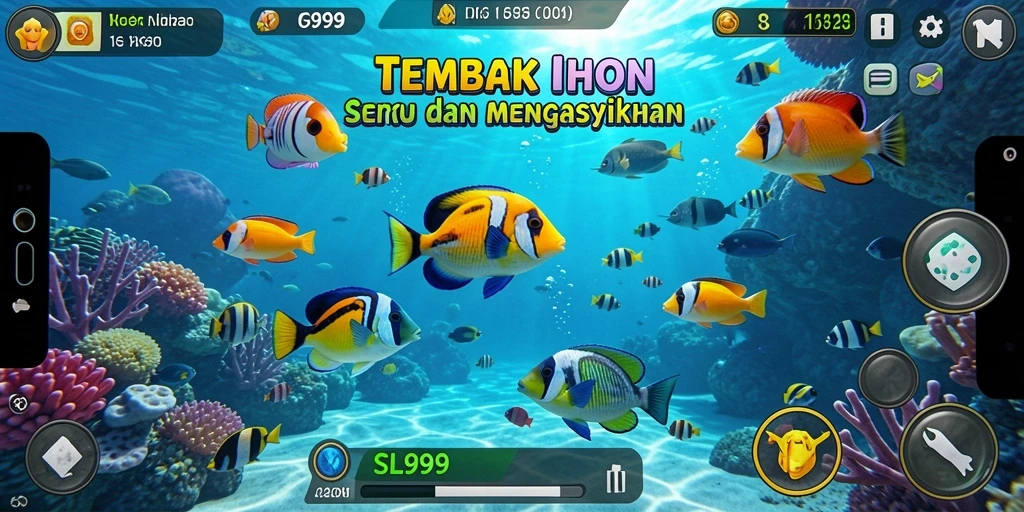 Tampilan gameplay seru SL999 saat berburu ikan.